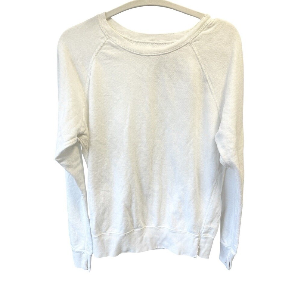 Unsubscribed White Raglan Sweatshirt Women’s Medium NWOT Minimal Sustainable Eco - Picture 5 of 9